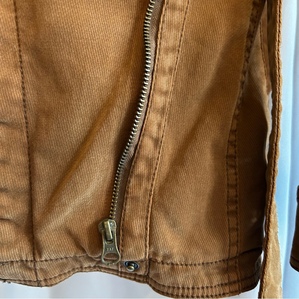 Anthropologie M Brown Everyday Belted Moto Jacket Trench Coat - Picture 9 of 11
